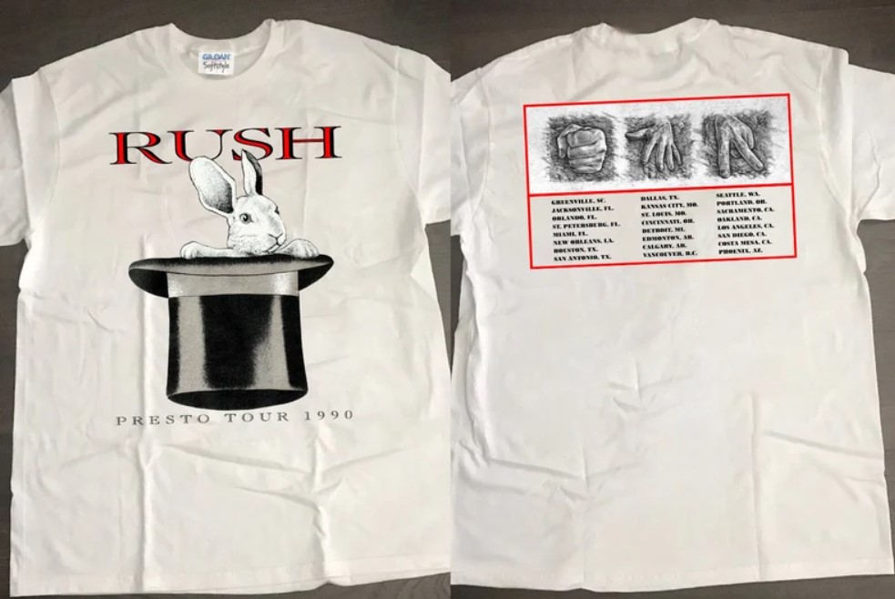 1990 Rush Rabit Presto North America Tour T Shirt Rush Rock Band Shirt ...
